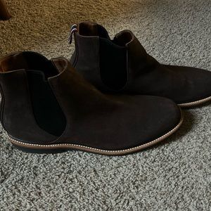 NWB J CREW Oar Stripe Italian LEATHER CHELSEA BOOTS Size 12 Medium BROWN J9019